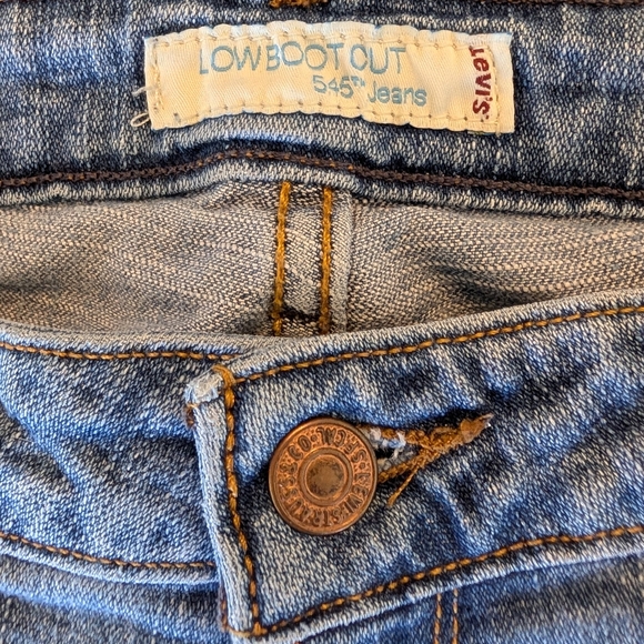 Levi's 545 Low Boot Cut Blue Jeans Y2K Vintage-inspired Retro Denim Core - Picture 5 of 12